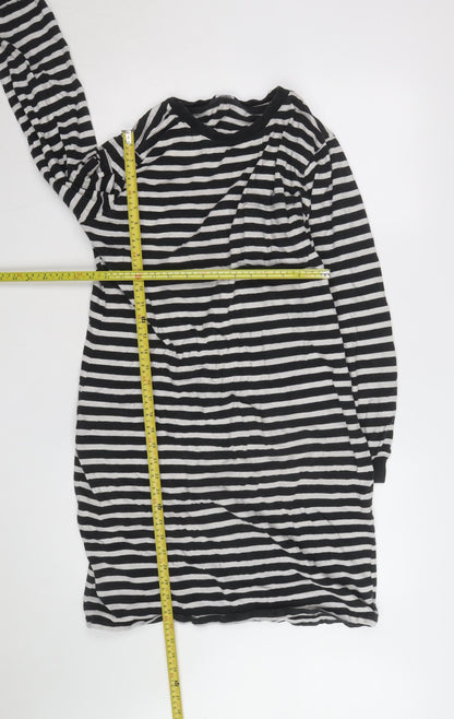 Marks and Spencer Women's Black Striped Long Sleeve T-Shirt M