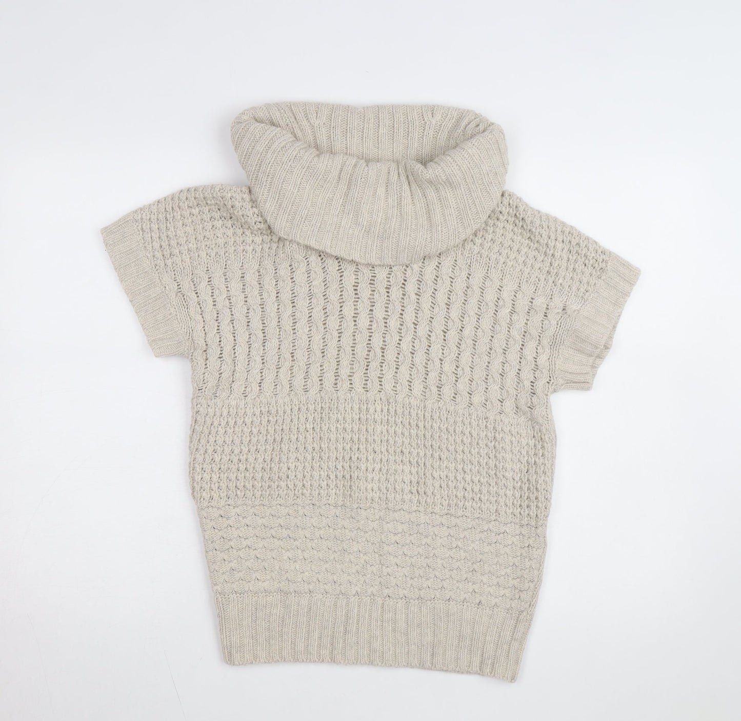 Esprit Women Beige Short Sleeve Roll Neck Chunky Knit Jumper M