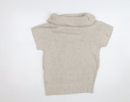 Esprit Women Beige Short Sleeve Roll Neck Chunky Knit Jumper M