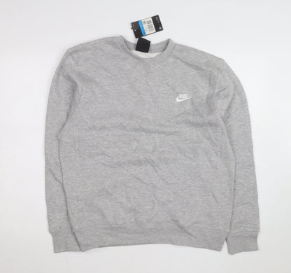 Nike Men's Grey Regular Fit Crew Neck Sweatshirt M