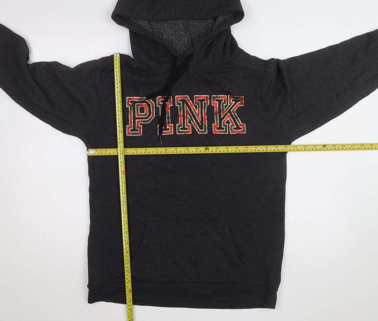 Victoria's Secret PINK Womens Charcoal Pullover Hoodie XS Fleece Lined