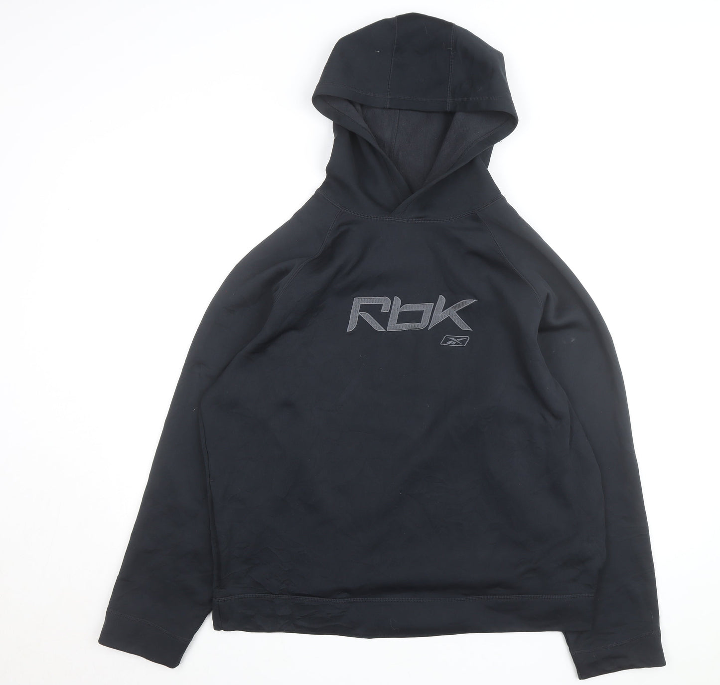 Reebok Men's Black XL Pullover Hoodie Fleece Lined Casual Sweatshirt