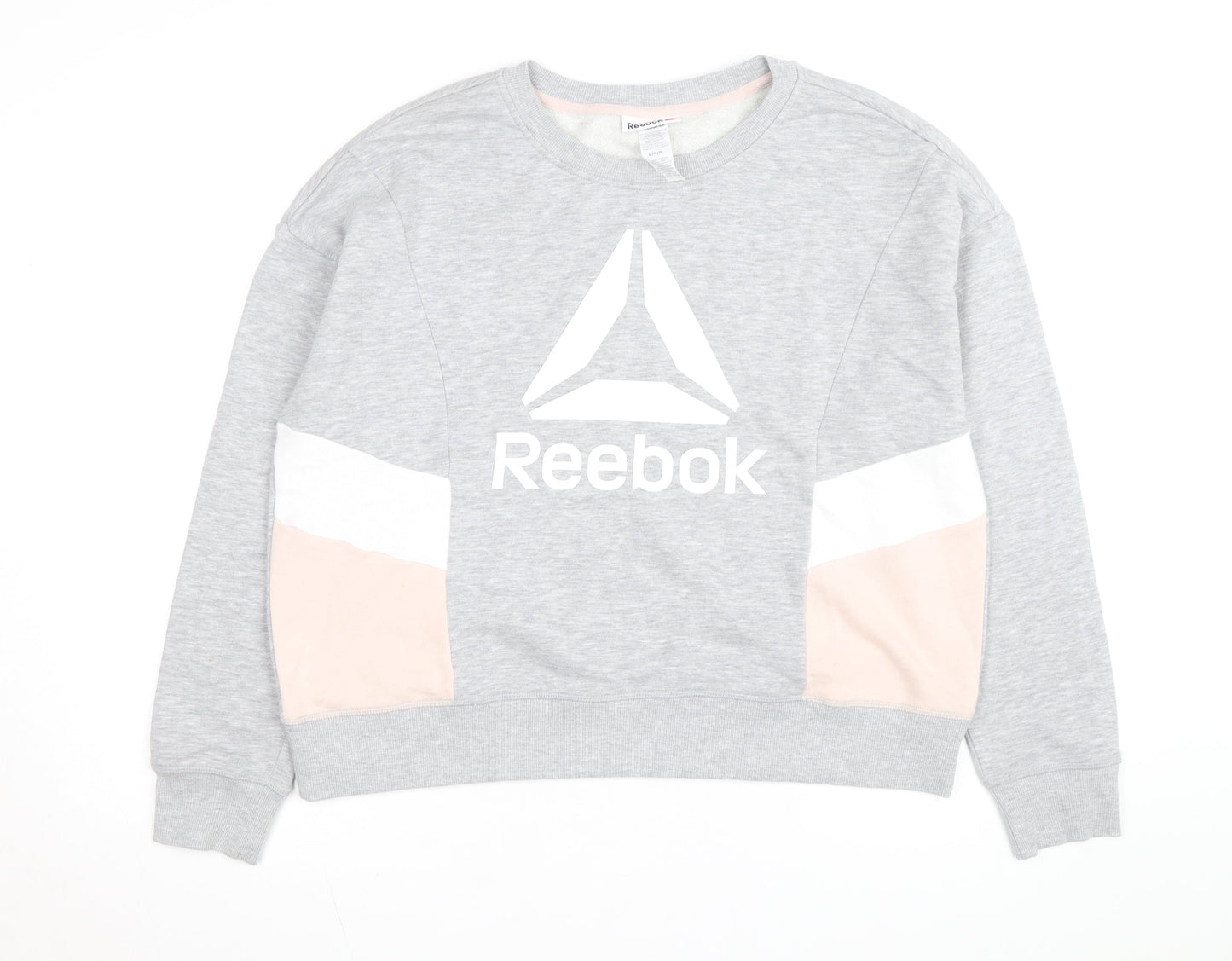 Reebok Men's Grey Crew Neck Long Sleeve Pullover Sweatshirt L