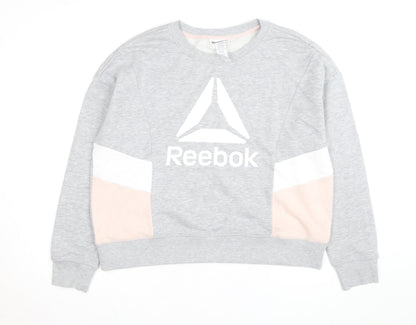 Reebok Men's Grey Crew Neck Long Sleeve Pullover Sweatshirt L