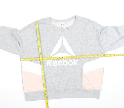 Reebok Men's Grey Crew Neck Long Sleeve Pullover Sweatshirt L