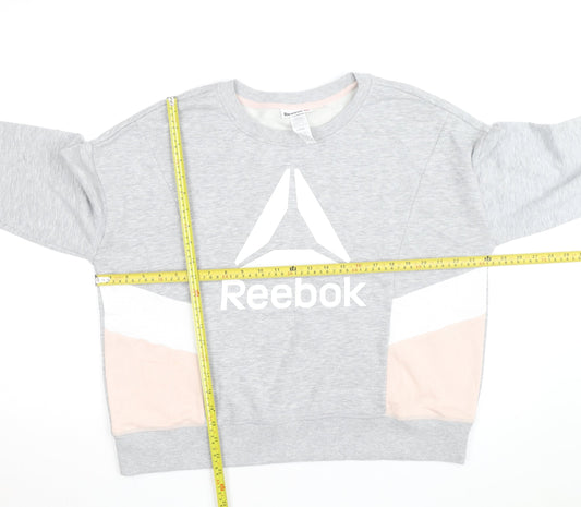Reebok Men's Grey Crew Neck Long Sleeve Pullover Sweatshirt L