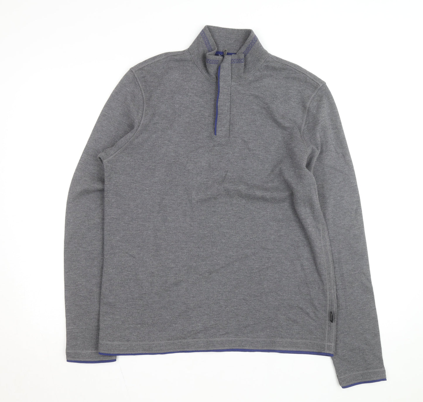 Hugo Boss Men's Grey 1/4 Zip Regular Fit Sweatshirt, Size L