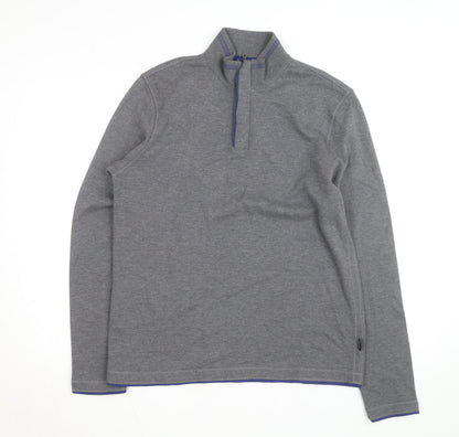 Hugo Boss Men's Grey 1/4 Zip Regular Fit Sweatshirt, Size L