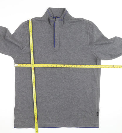 Hugo Boss Men's Grey 1/4 Zip Regular Fit Sweatshirt, Size L