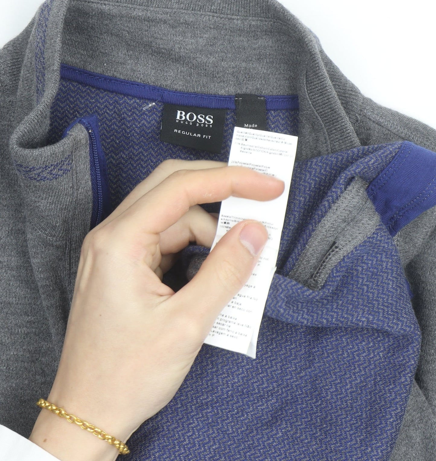 Hugo Boss Men's Grey 1/4 Zip Regular Fit Sweatshirt, Size L