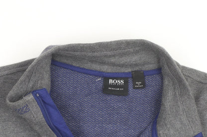 Hugo Boss Men's Grey 1/4 Zip Regular Fit Sweatshirt, Size L