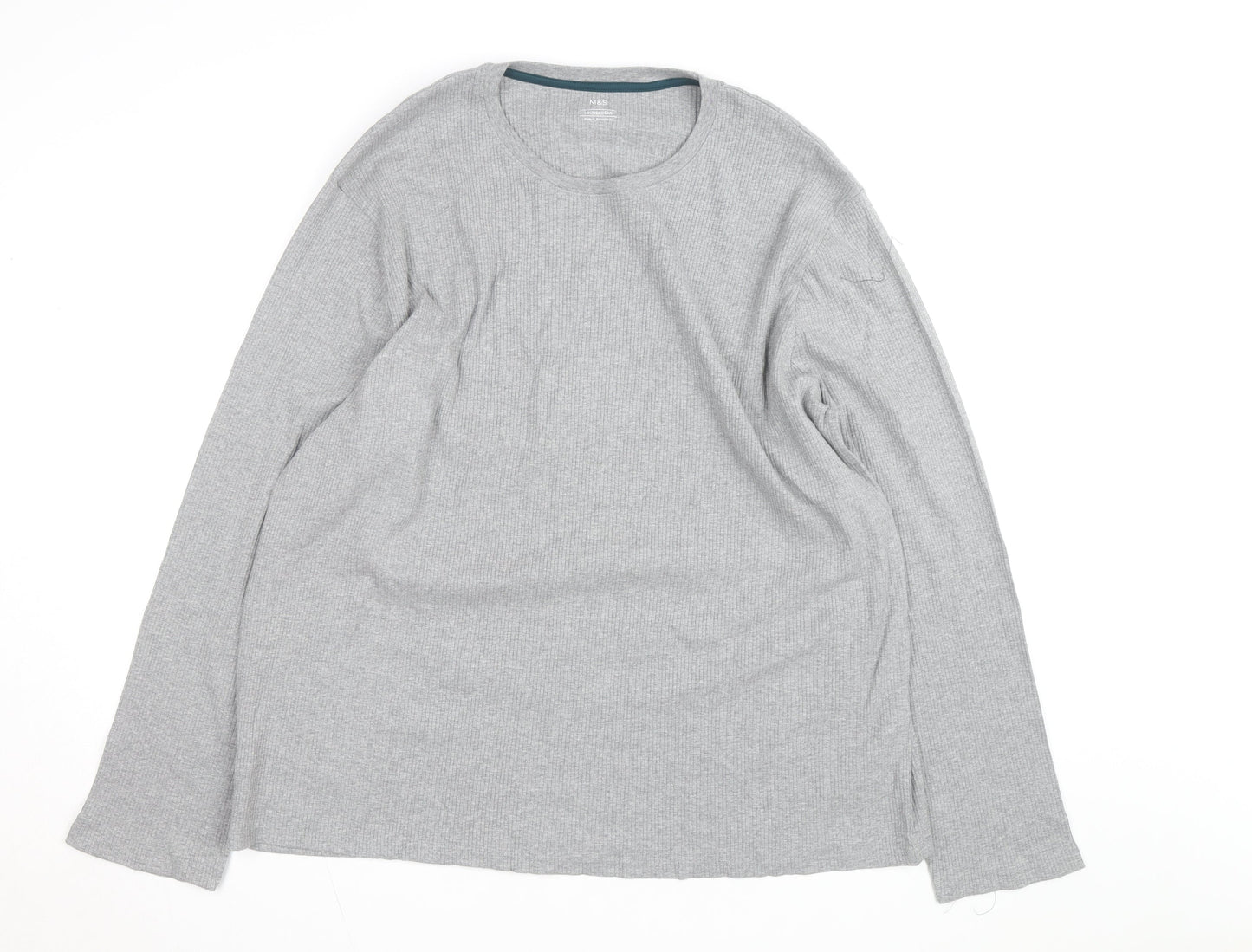 Marks and Spencer Men's Grey 2XL Long Sleeve Pyjama Top