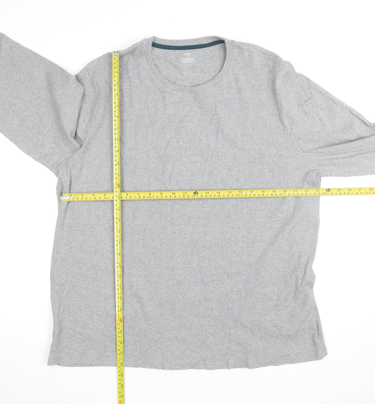Marks and Spencer Men's Grey 2XL Long Sleeve Pyjama Top