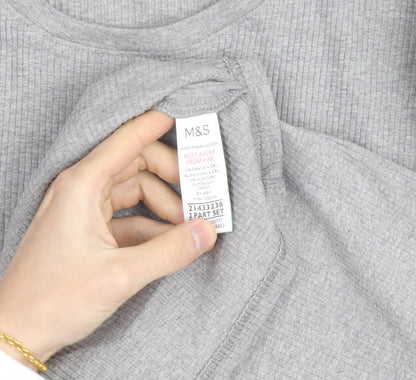 Marks and Spencer Men's Grey 2XL Long Sleeve Pyjama Top