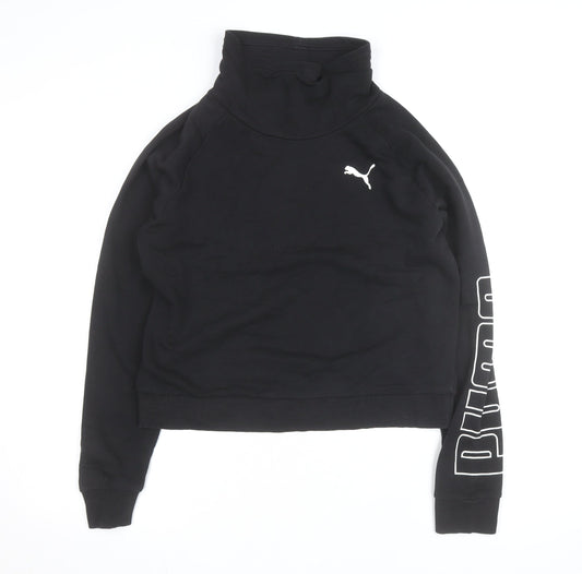 Puma Women Black Small Pullover High Neck Sweatshirt