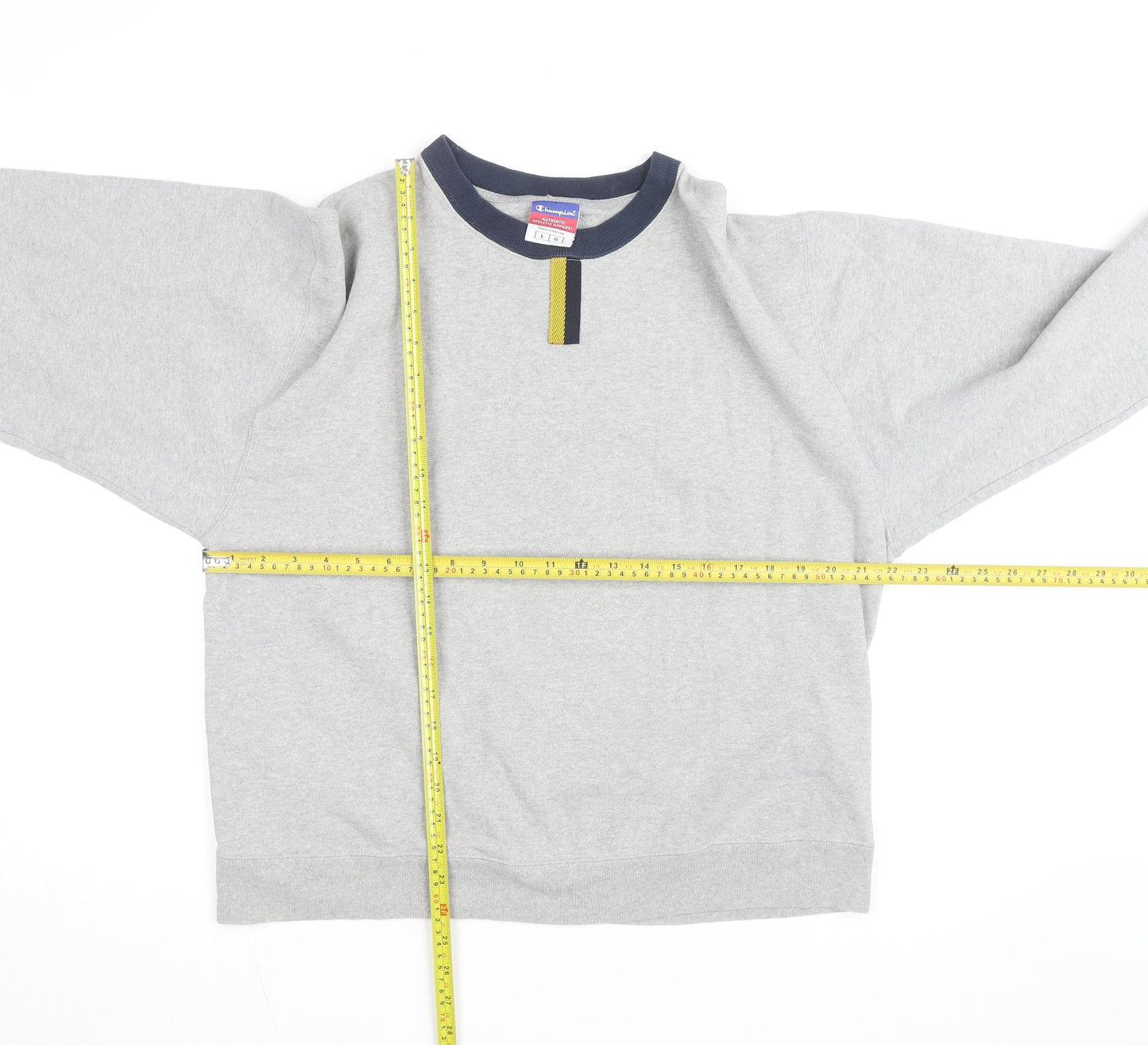 Champion Mens Grey Pullover Sweatshirt L Regular Fit Crew Neck