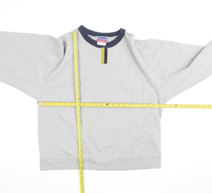 Champion Mens Grey Pullover Sweatshirt L Regular Fit Crew Neck