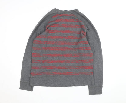 Nike Mens Grey Red Striped Crew Neck Pullover Sweatshirt L