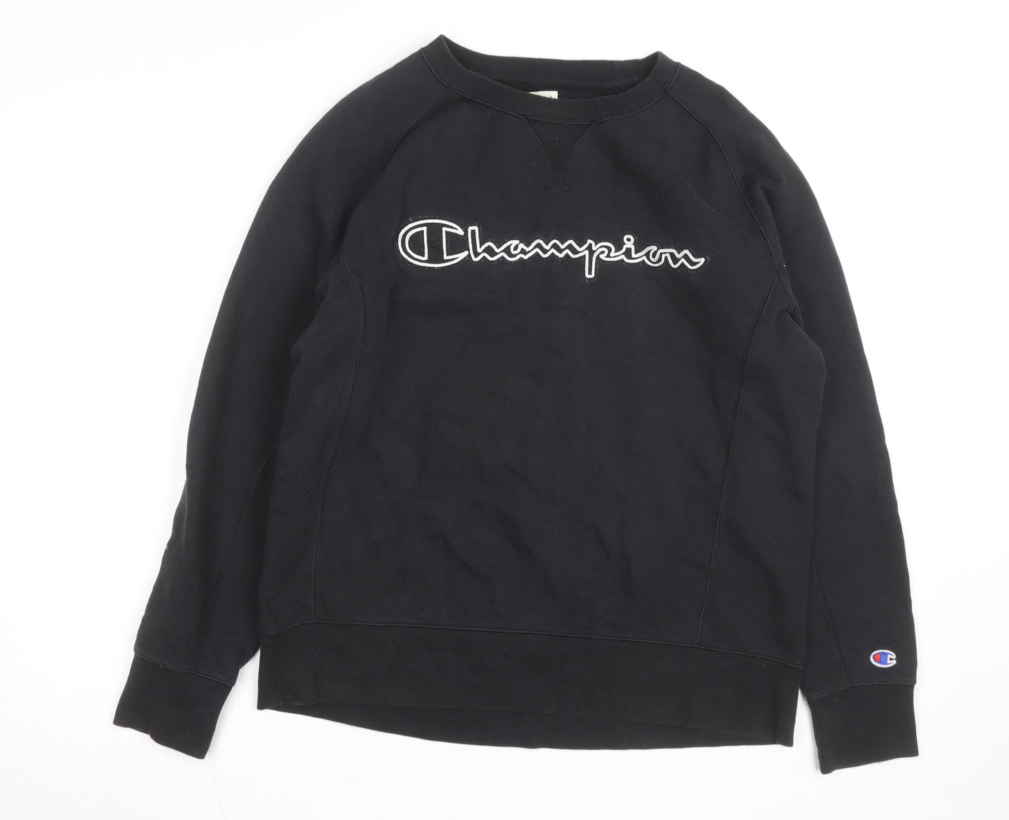 Champion Men's Black Pullover Sweatshirt Medium Embroidered Logo