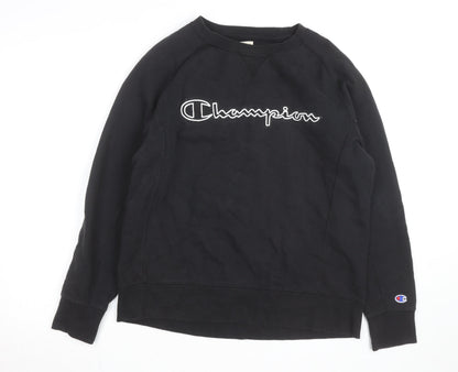 Champion Men's Black Pullover Sweatshirt Medium Embroidered Logo