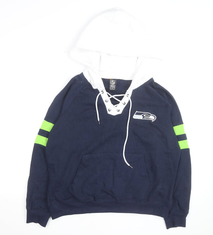 NFL Team Apparel Men’s Blue Seattle Seahawks Lace Up Hoodie M