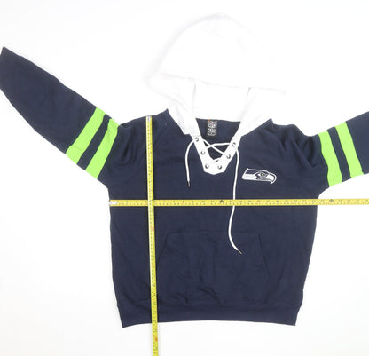NFL Team Apparel Men’s Blue Seattle Seahawks Lace Up Hoodie M