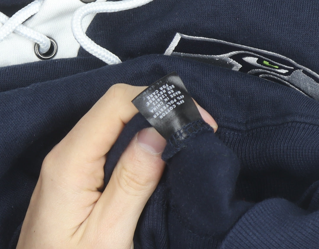 NFL Team Apparel Men’s Blue Seattle Seahawks Lace Up Hoodie M