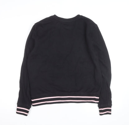 FILA Womens Black Sweatshirt Small Logo Crew Neck Pullover
