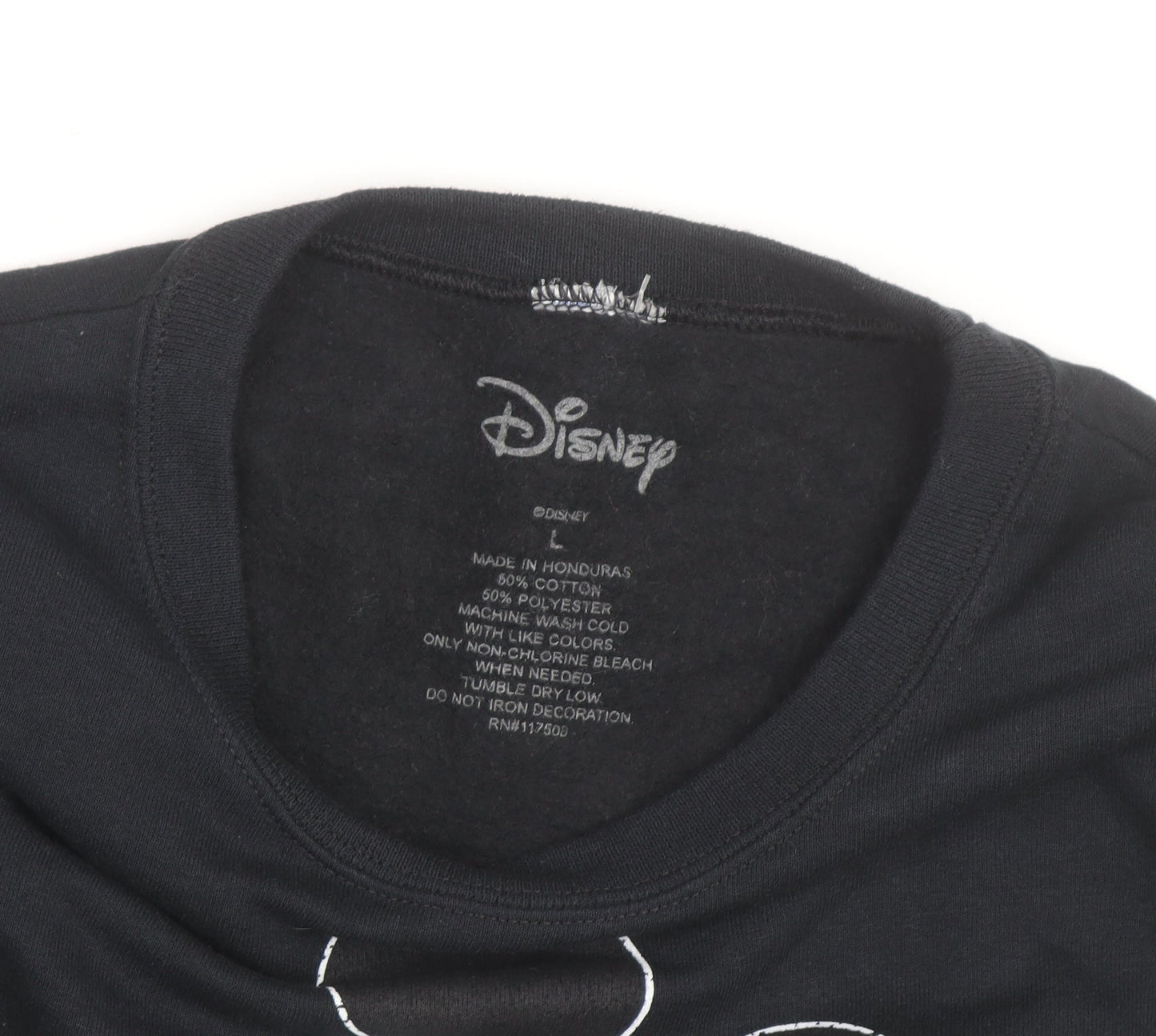 Disney Womens Black L Cropped Mickey Mouse Graphic Sweatshirt