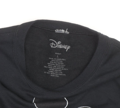 Disney Womens Black L Cropped Mickey Mouse Graphic Sweatshirt