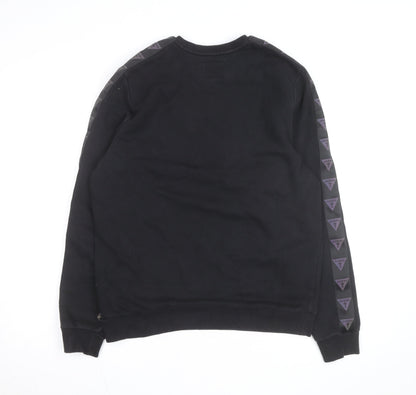 Guess Men's Black Logo Crew Neck Sweatshirt Medium