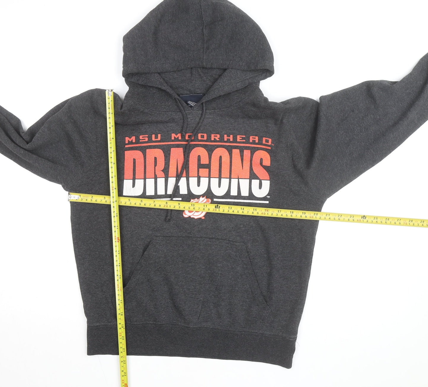 J America Men's Grey MSU Moorhead Dragons Pullover Hoodie Size S