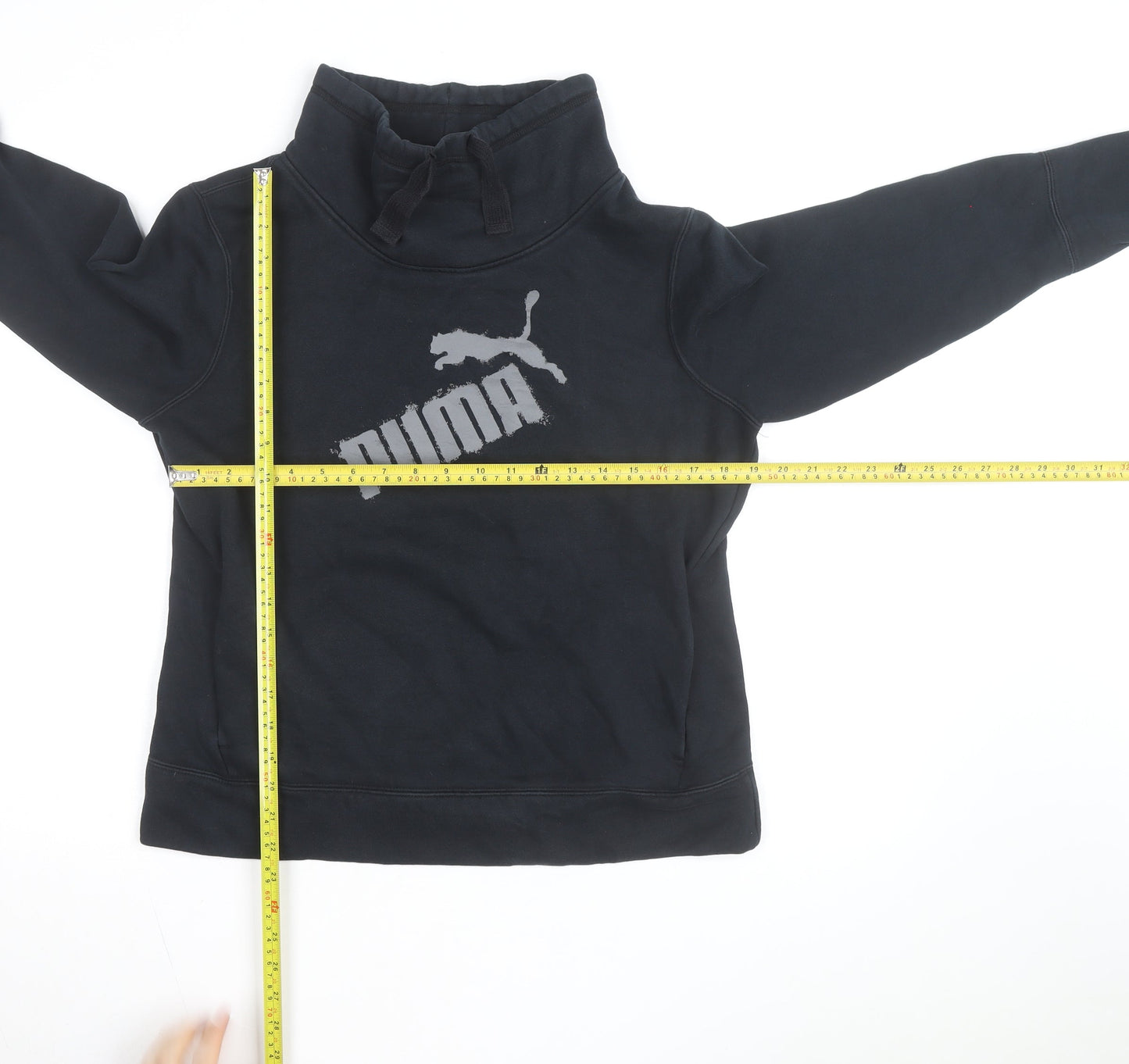 Puma Men's Black L Pullover Sweatshirt High Neck Logo Fleece