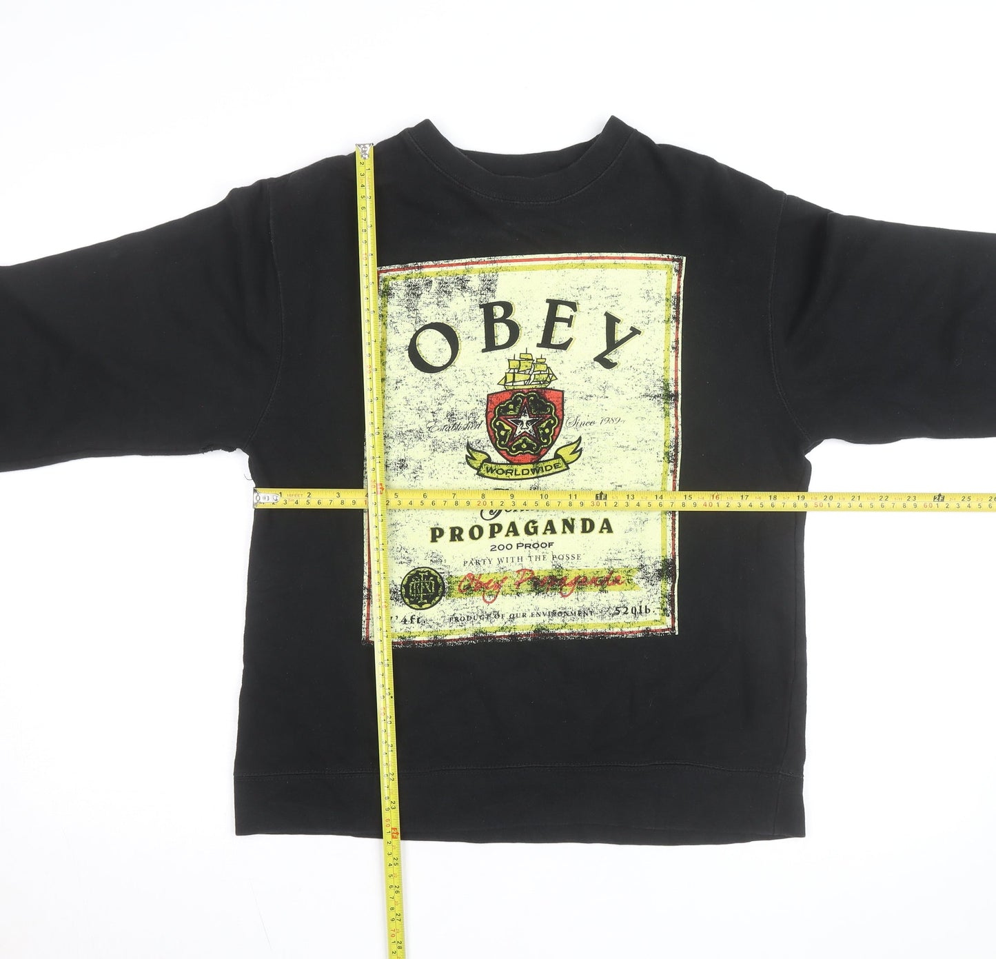 Obey Men's Black Small Pullover Graphic Sweatshirt