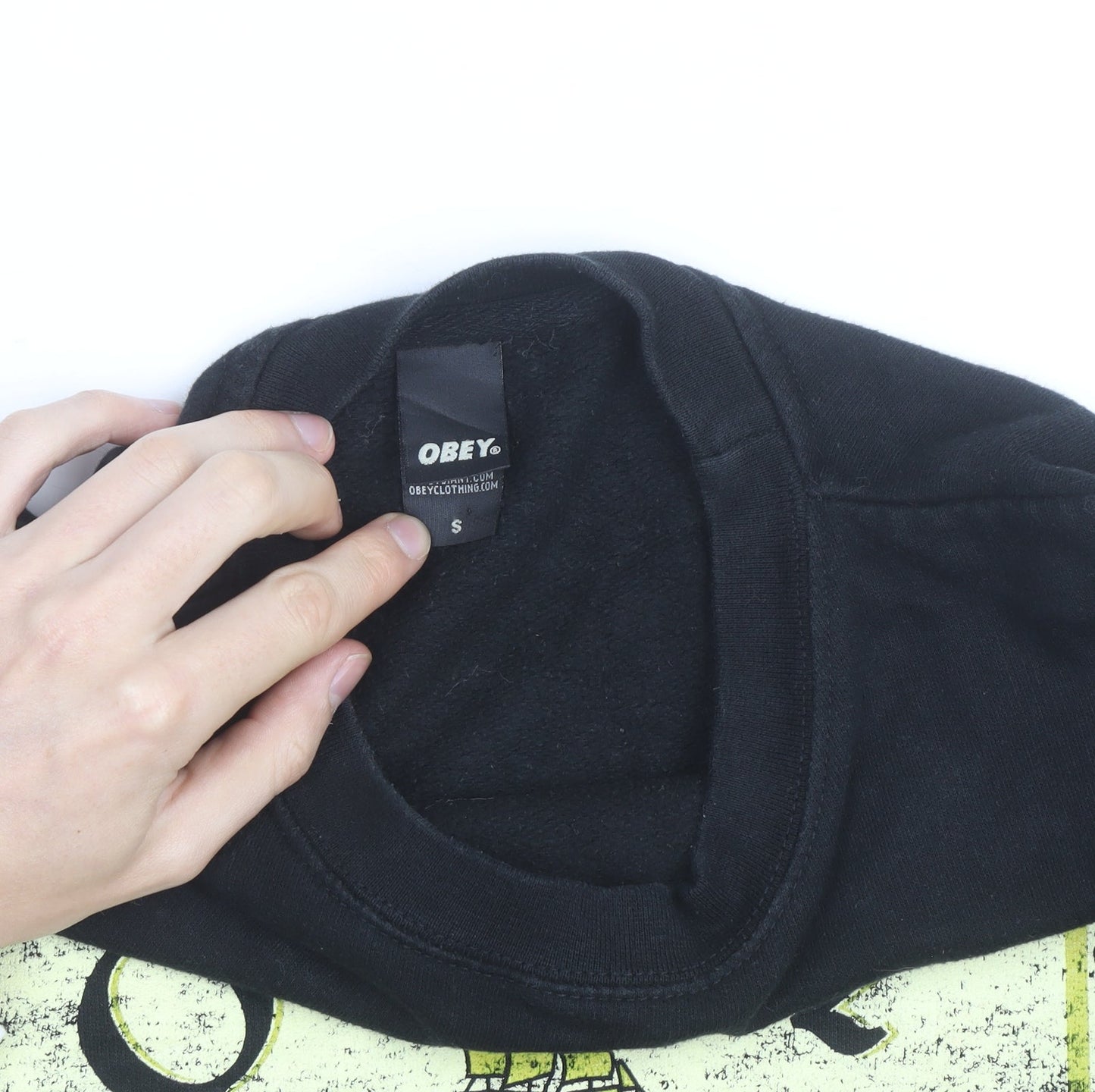 Obey Men's Black Small Pullover Graphic Sweatshirt