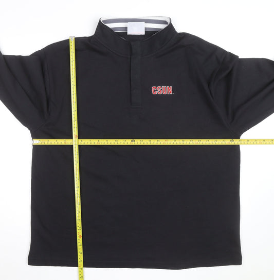 Champion Men Black XL Henley Sweatshirt CSUN Logo Cotton Blend