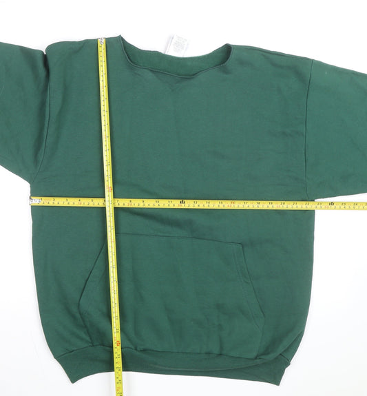 Champion Men's Green Pullover Sweatshirt L Regular Fit Crew Neck