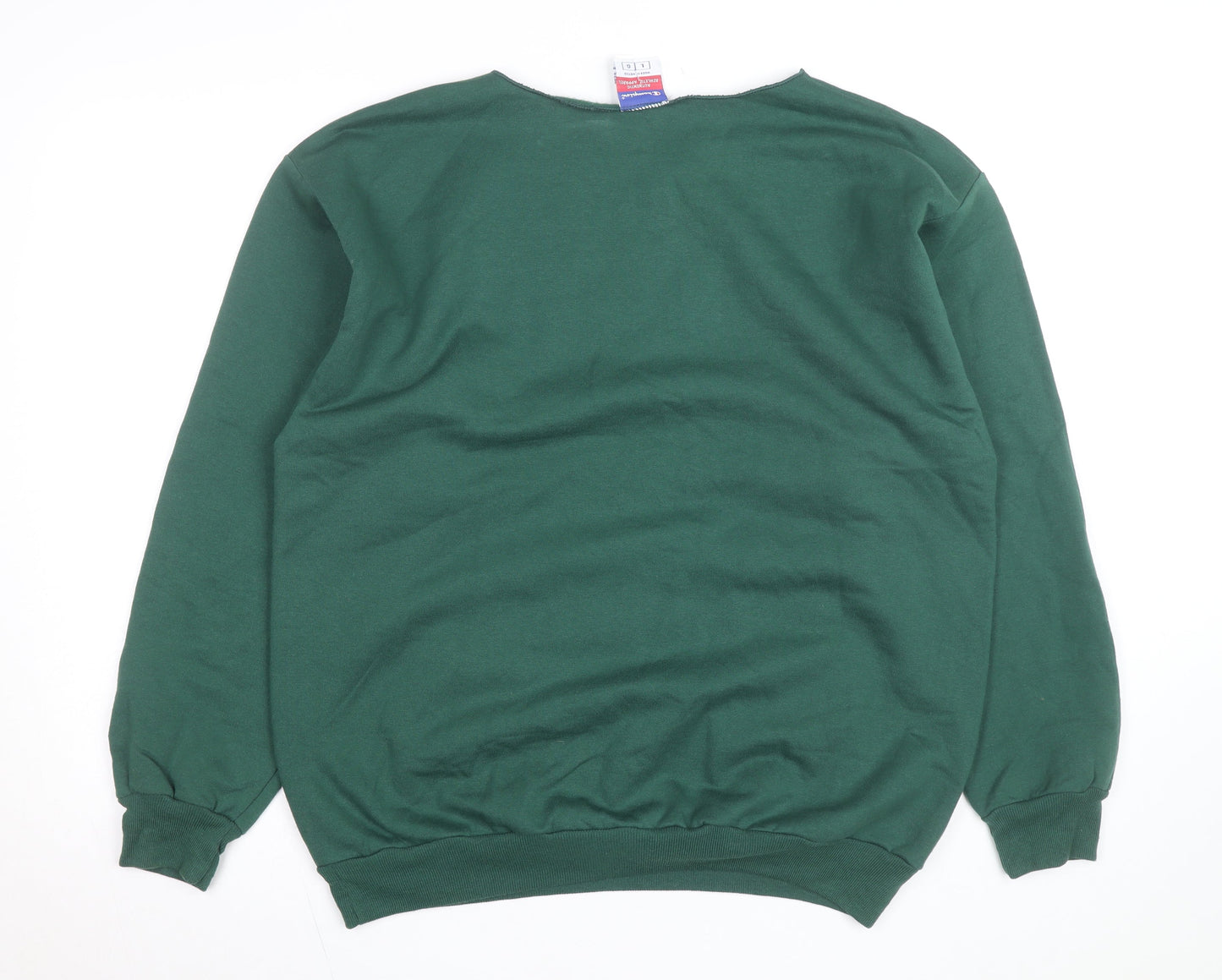 Champion Men's Green Pullover Sweatshirt L Regular Fit Crew Neck
