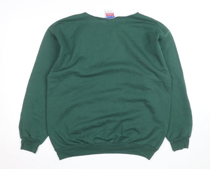 Champion Men's Green Pullover Sweatshirt L Regular Fit Crew Neck