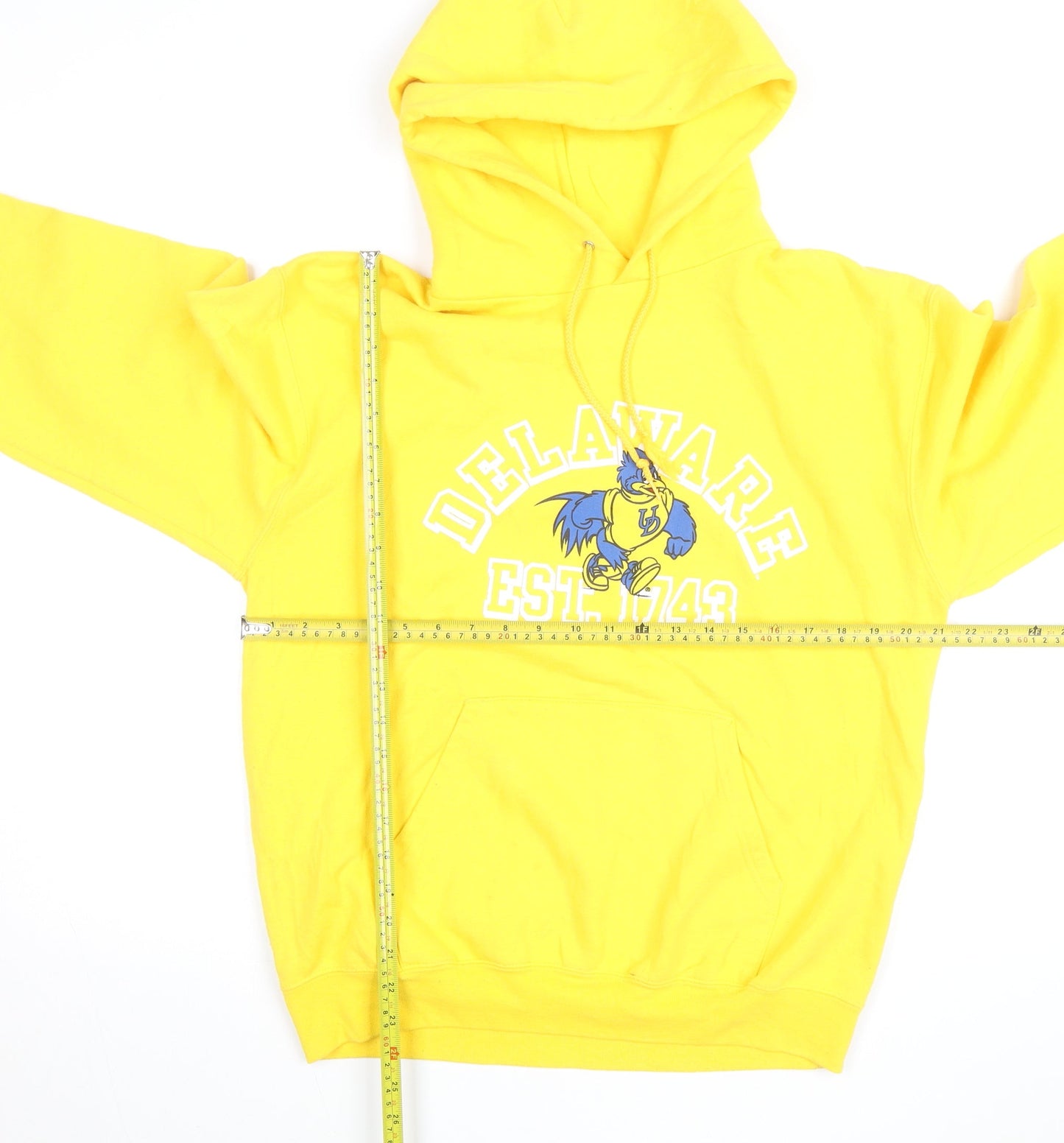 Champion Men's Yellow Delaware Pullover Hoodie M Graphic Fleece