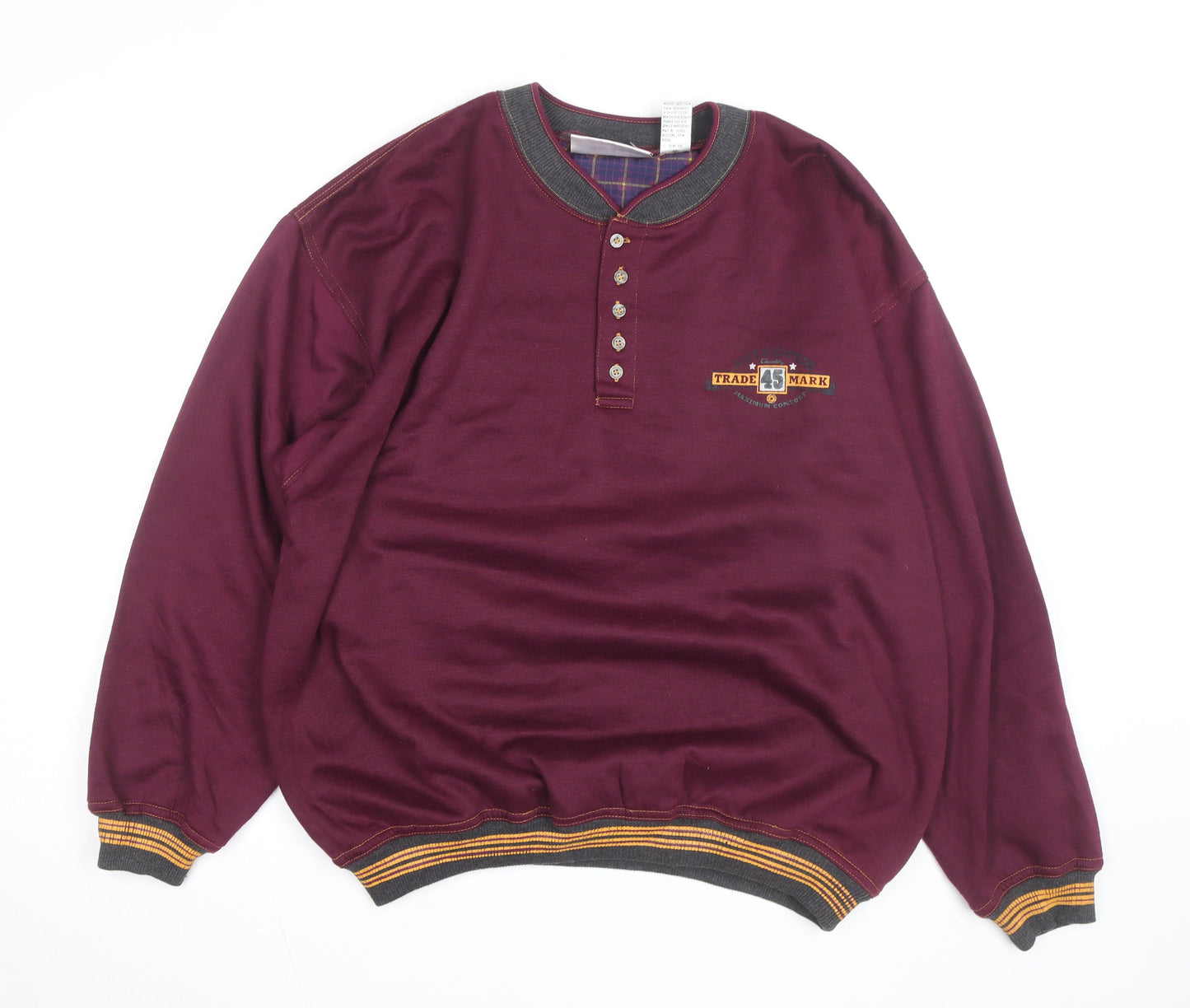 Gitano Men's Red XL Henley Sweatshirt with Logo Detail