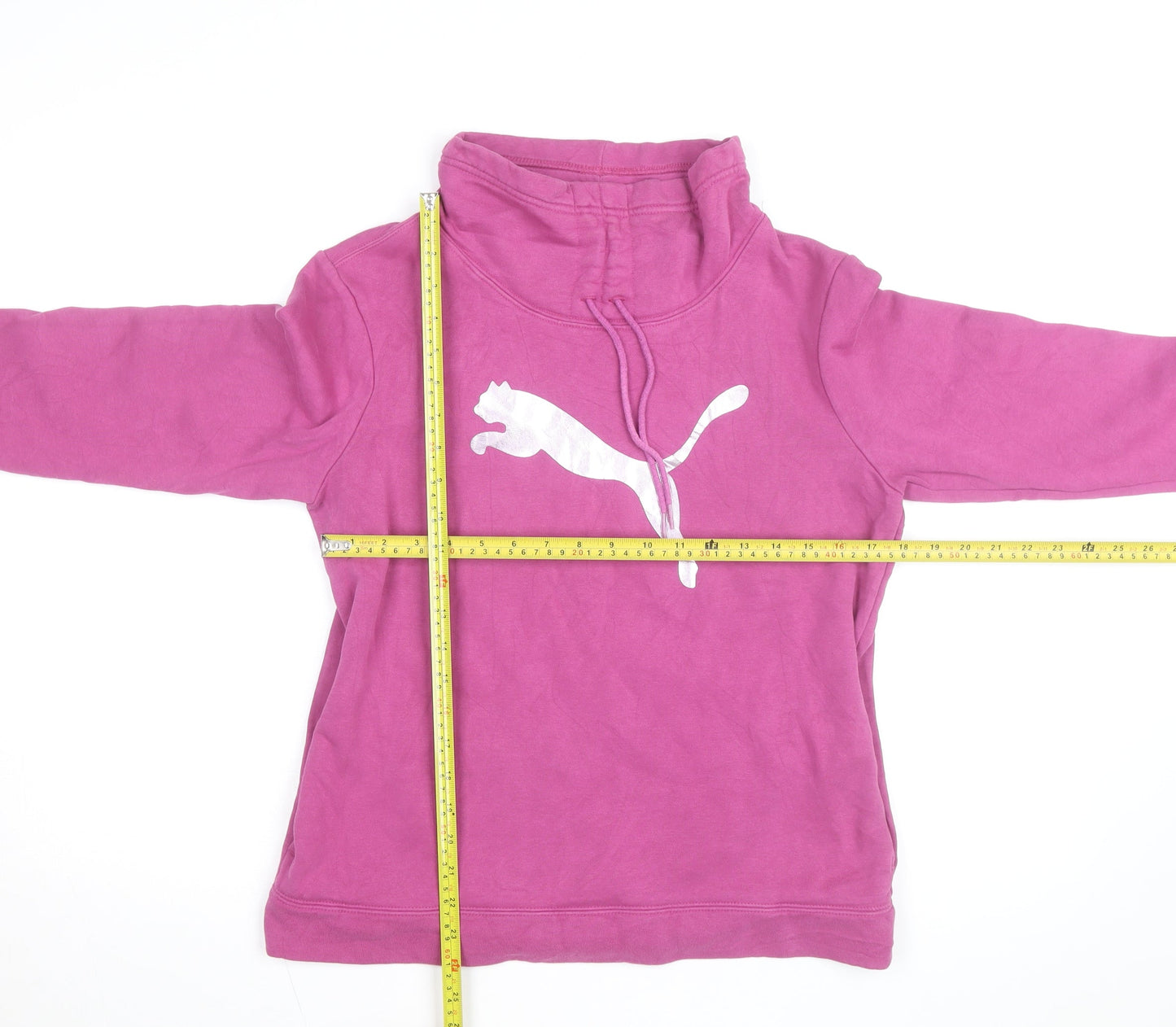 Puma Women Pink Hooded Pullover Sweatshirt Size 12 UK Cotton Blend