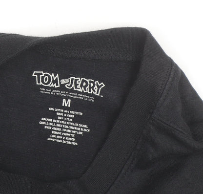 Tom and Jerry Mens Black M Crew Neck Graphic Print Sweatshirt