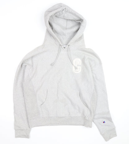 Champion Mens Grey Pullover Hoodie L Reverse Weave Embroidered Logo
