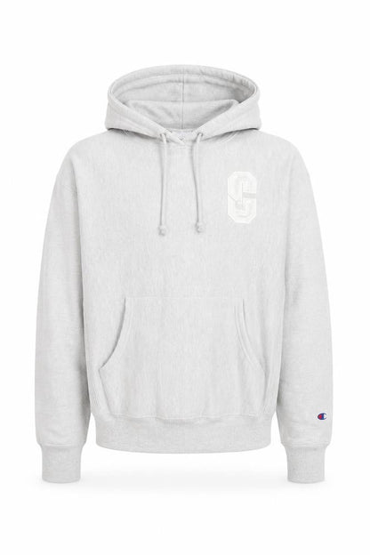 Champion Mens Grey Pullover Hoodie L Reverse Weave Embroidered Logo