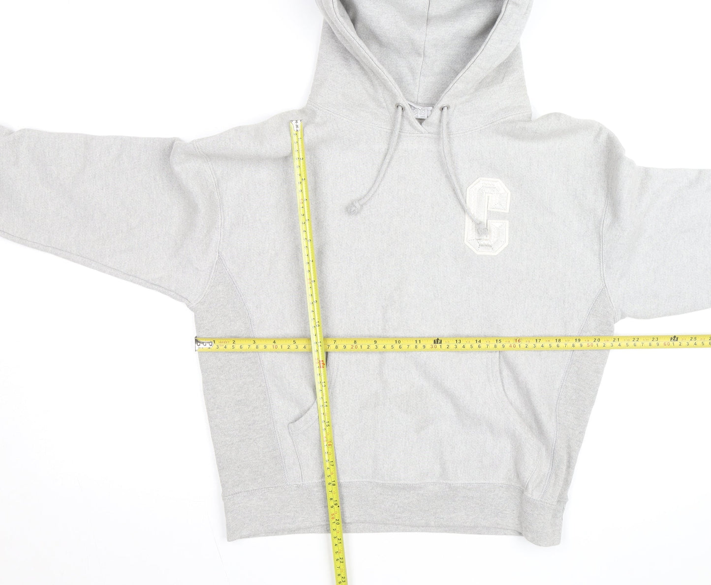 Champion Mens Grey Pullover Hoodie L Reverse Weave Embroidered Logo