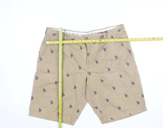 U.S. Polo Assn. Men's Beige Chino Shorts Size 36 Embroidered Polo Logo