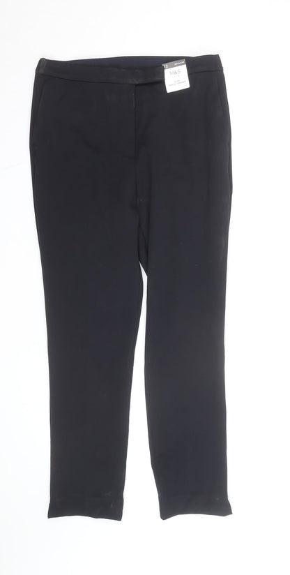 Marks and Spencer Women Black Slim Ankle Trousers Size 12 Regular