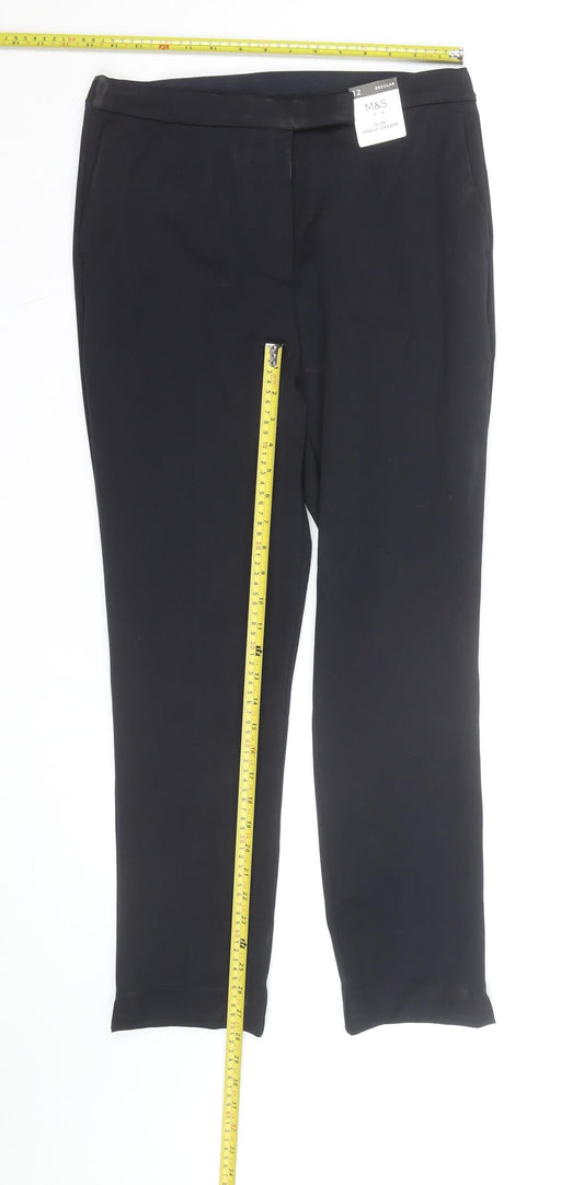 Marks and Spencer Women Black Slim Ankle Trousers Size 12 Regular