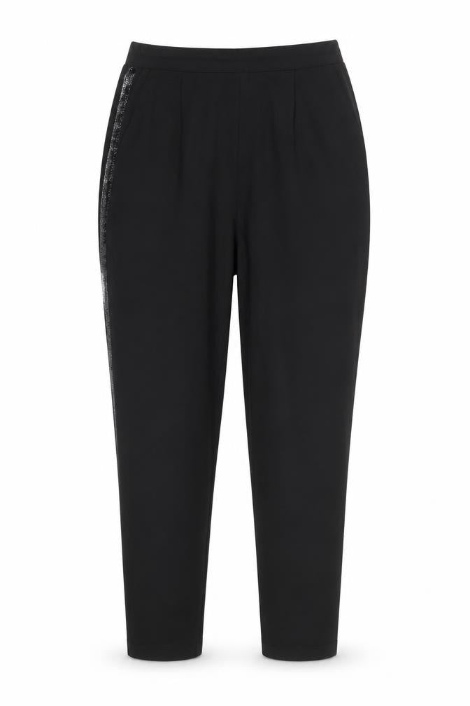 Oasis Women Black Size 8 Tapered Sequin Trim Trousers